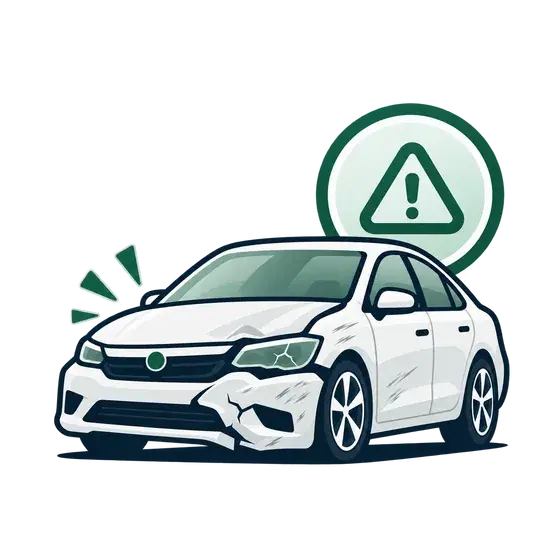 Car with collision damage and body panel dents